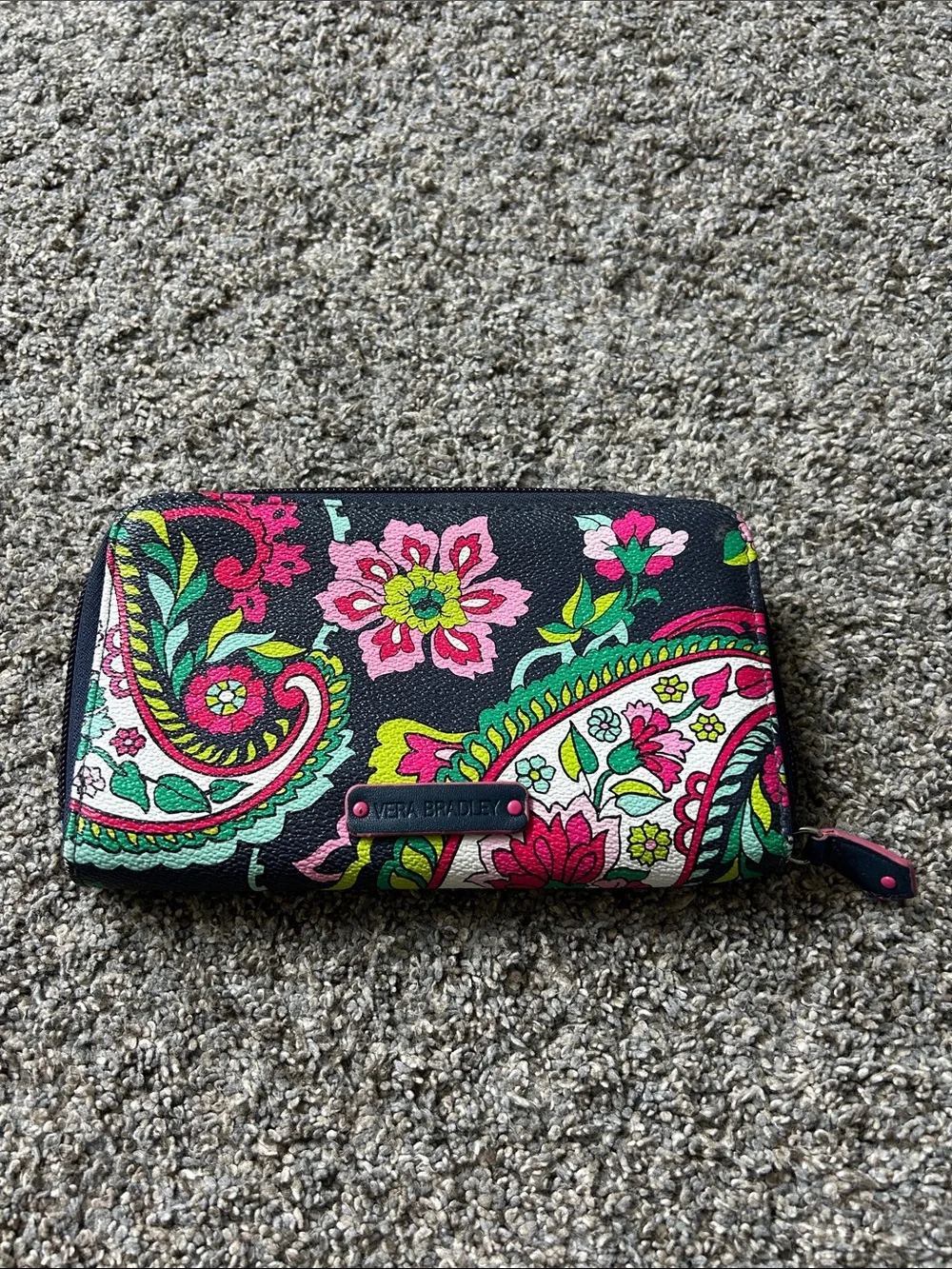 Vera Bradley Navy Floral Paisley Zip Wallet